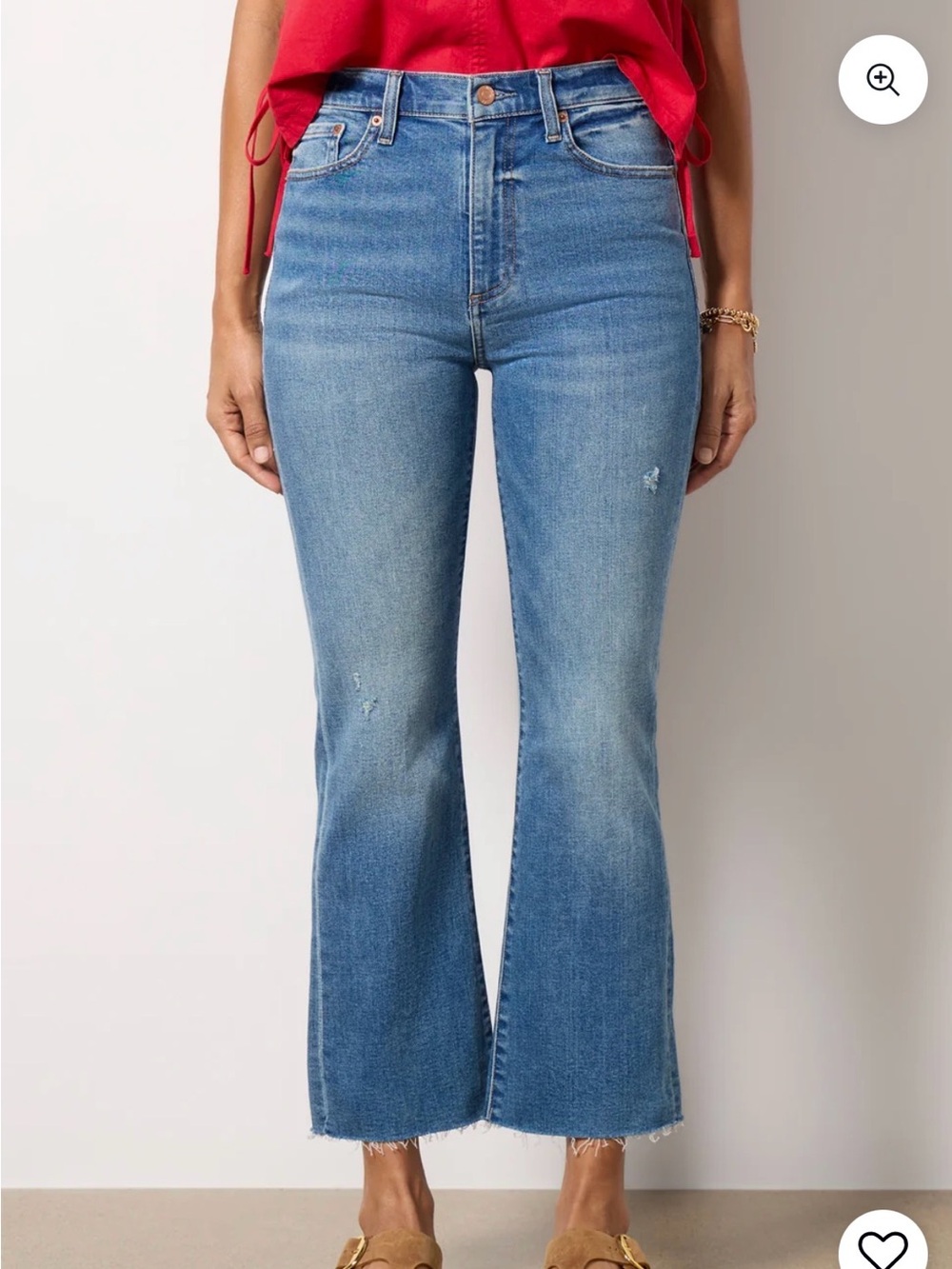 Pistola Light Blue Distressed Ankle Flare Jeans